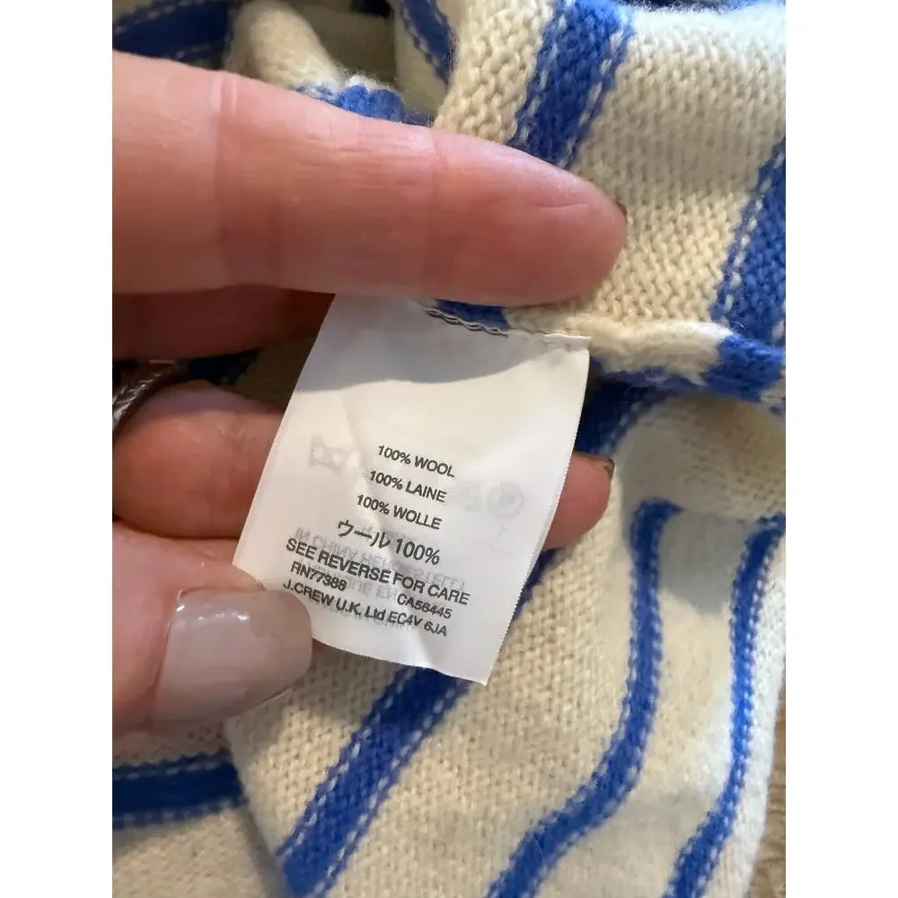 J Crew Fair Isle Crewneck Sweater Off White Blue Print M